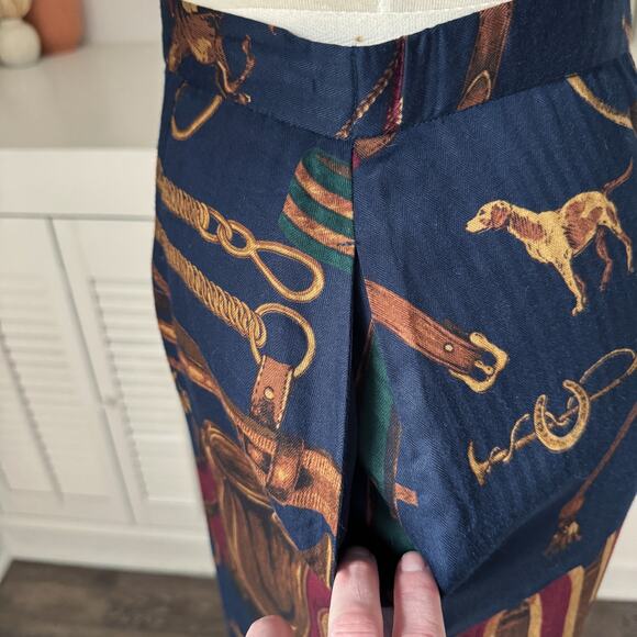 Vintage Pendleton Navy Equestrian Print Maxi Skirt Size 6 - Picture 4 of 7